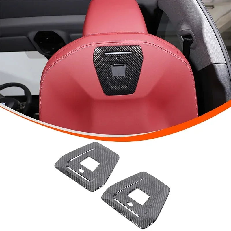 For BMW 5 Series G60 2024+ Car Seat Back Decorative Panel ABS Carbon Fiber Pattern Interior Accessories 2 Pcs