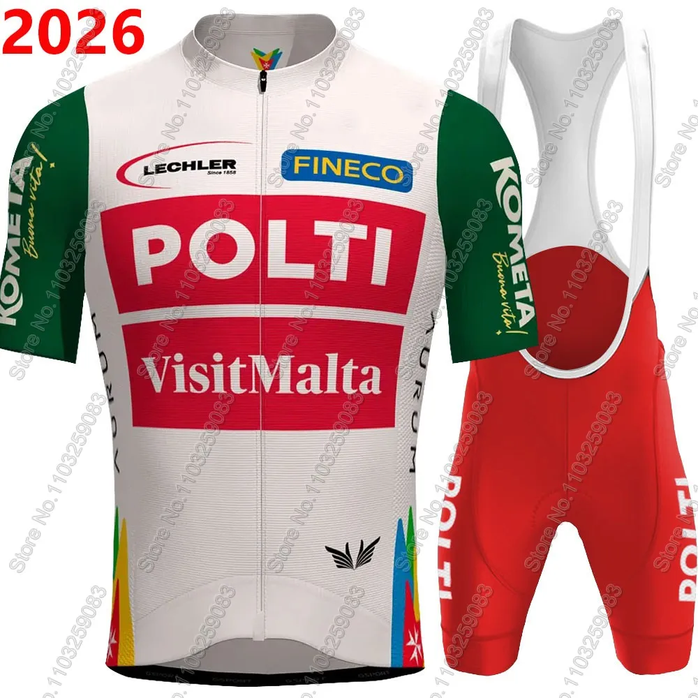 Team Polti Visitmalta 2026 Cycling Jersey Set Mens Italy Kometa Clothing Road Bike Suit Mountain Bicycle Shirt Bib Shorts MTB