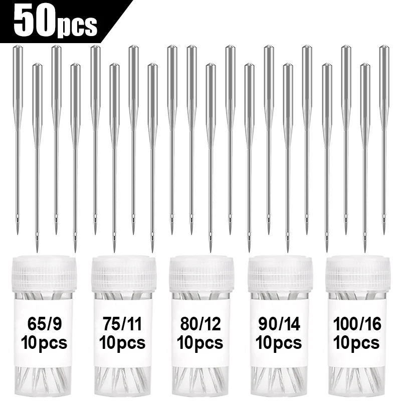 Punti di regola universali per nitidezza dell\'ago della macchina da cucire da 50 pezzi applicabili a tutte le macchine da cucire Singer Brother con