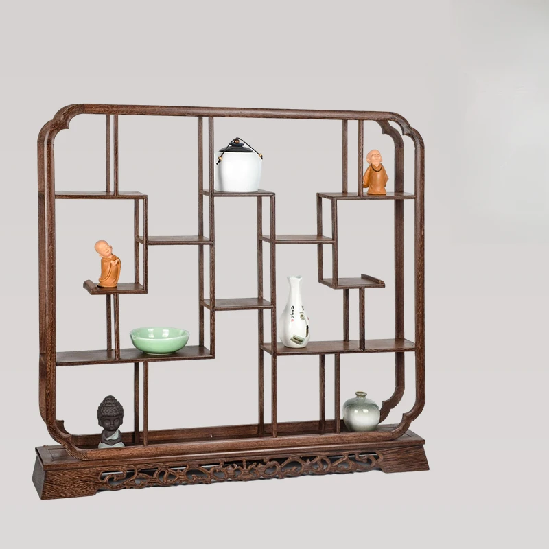 Chinese Wenge Wood Tea Set Organizer Solid Wood MultiTier Cabinet Oriental Treasure Shelf for Zen Tabletop Decor Tea Display - Image 4