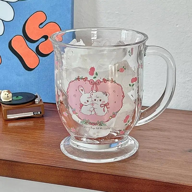 كوب زجاجي كبير السعة على الطراز الكوري والياباني للقهوة والحليب والشاي والعصير، شكل دائري، زجاج نا كا شفاف، سعة 40-500 مل