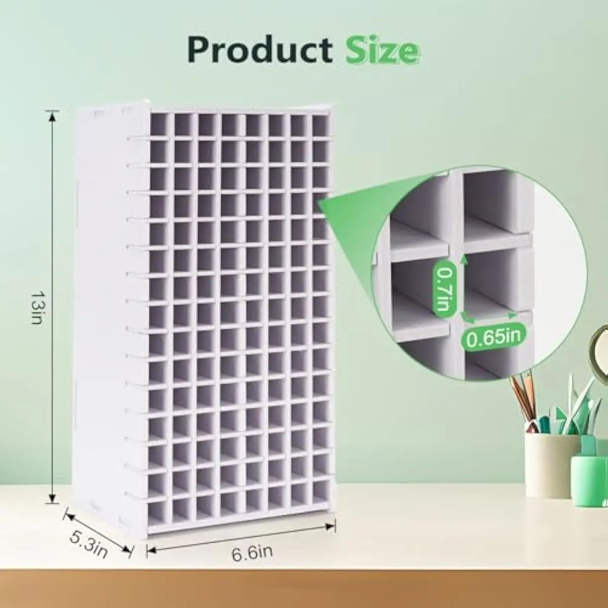 Art Supply Organizer Rack for 120 Markers | Adjustable Removable Dividers | Stackable Tabletop Storage Unit | Durable PVC Constr