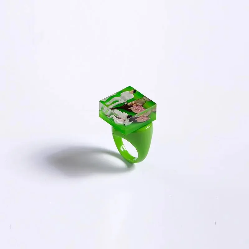 ZHUHE الراتنج الفن الدائري الهيب هوب روك نمط مجوهرات الإكسسوار للنساء الرجال هدايا الحفلات #5