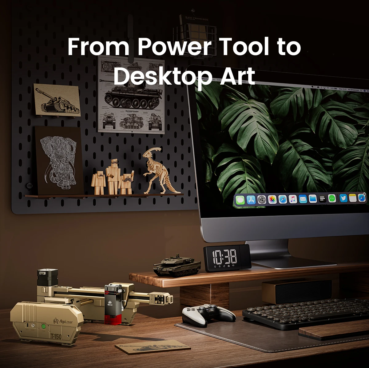 AlgoLaser T150 2.5W 6W 10W High Precision Portable Laser Engraving Machine Easy to Use Fast With Rotary Roller Chuck  Wood Gift