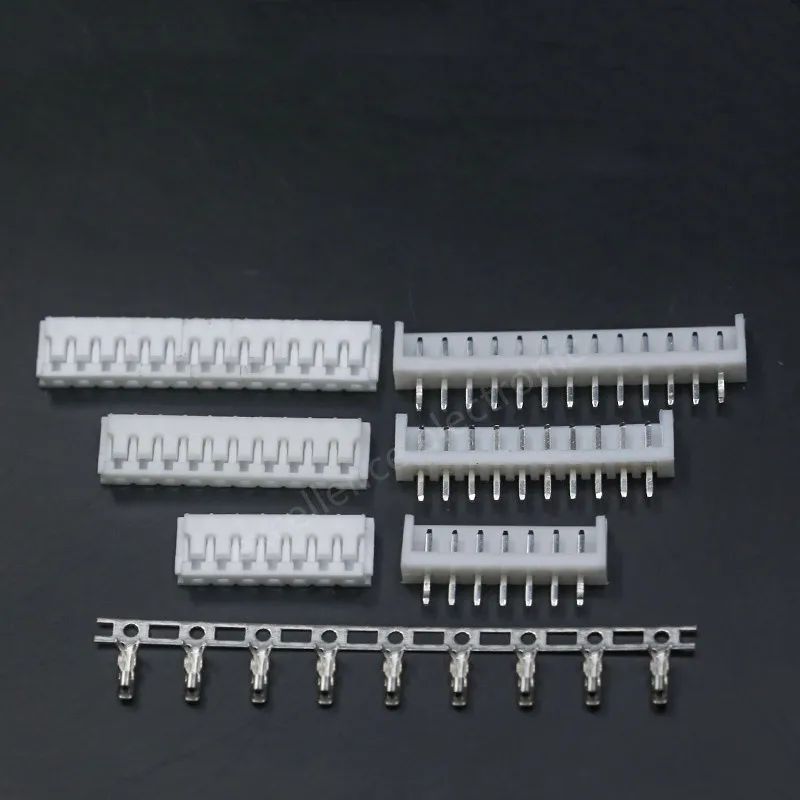 10sets EH 2.5mm Pitch Connector Straight /Curved Pin Header Socket +Housing+Terminals EH2.5-2P/3P/4P/5P/6P/7P/8P