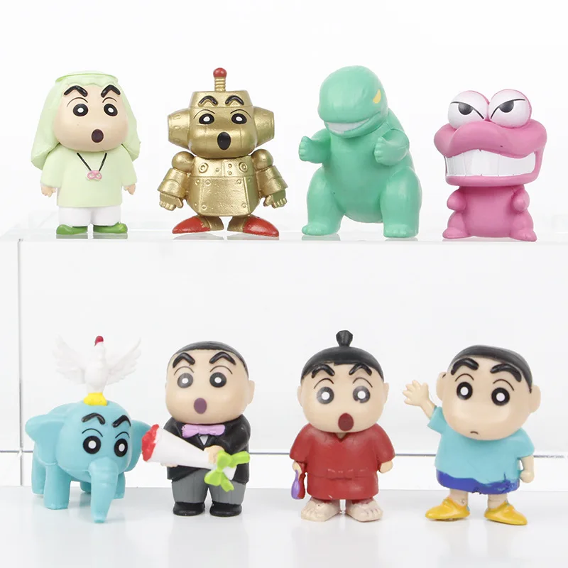 24 stks/set Anime Crayon Shin-chan kawaii Mini Micro landschap Bureau Decor Action Figure PVC Modus Speelgoed Auto ornament Collectie Geschenken