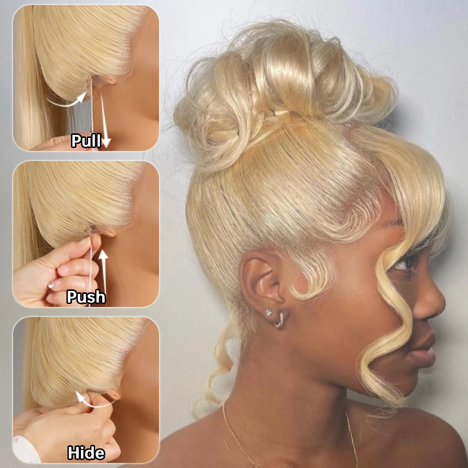 Invisible Drawstring 360 Lace Wig Body Wave 613 Lace Frontal Wig 13x6 Honey Blonde Colored Human Hair Wig Pre Plucked Brazilian Original Hair 13x4 Lace Front Wig Wavy Pre-cut Lace Glueless 5x5 Lace Closure Wigs For Women Free Shipping