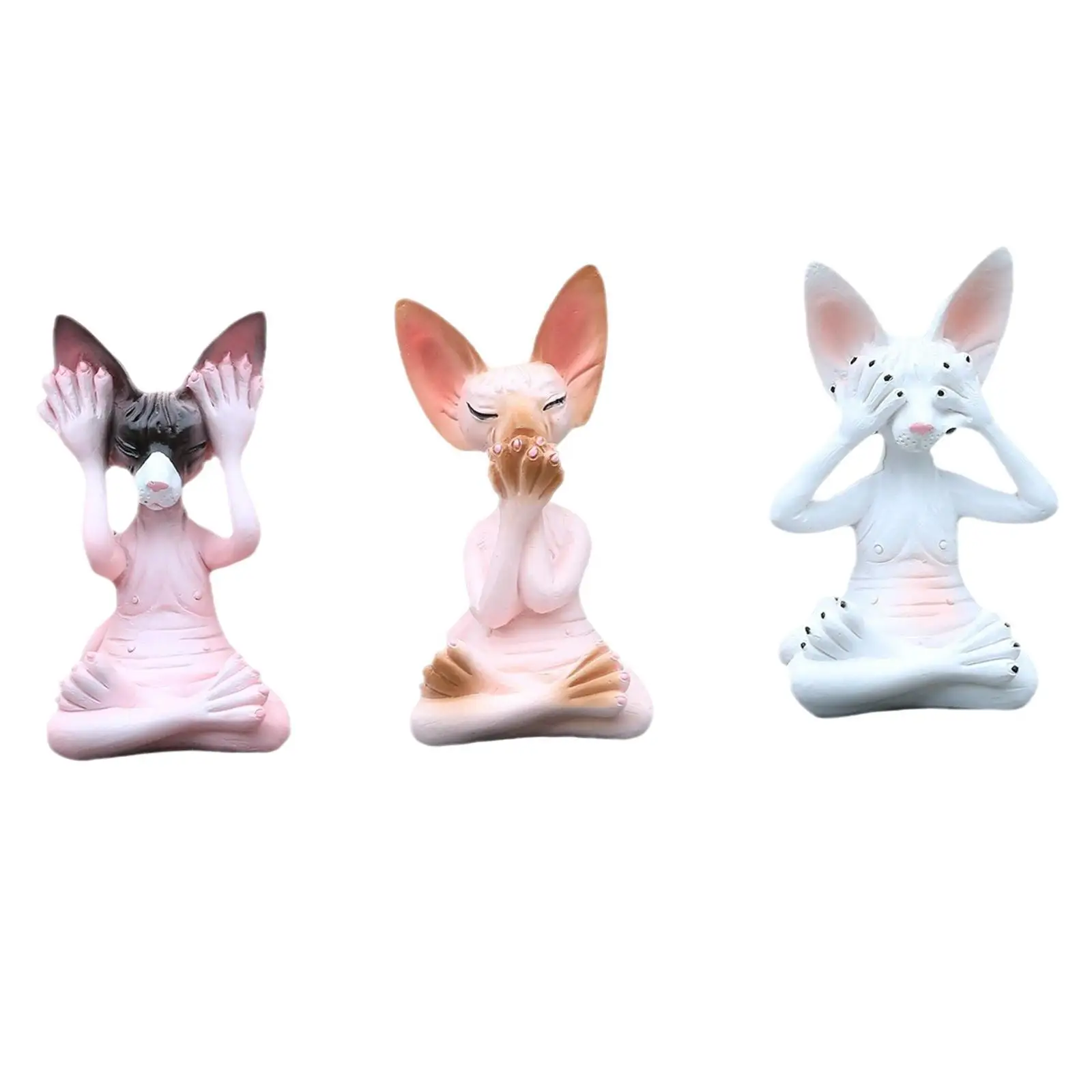 3x Sphynx Cat Statue Collecting Tabletop Ornament for Patio Indoor Cabinet