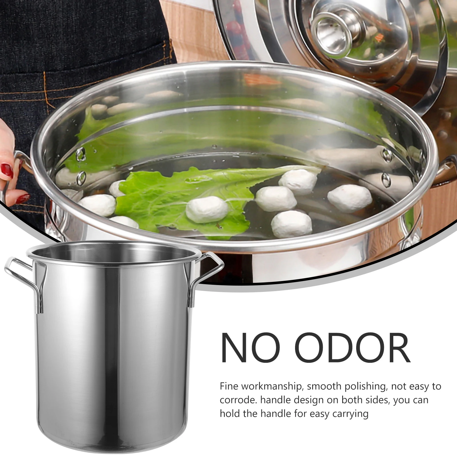 

Stainless Steel Stockpot Polished Thick Large Capacity 22Cm Lid Cooking Pot Multipurpose Soup Pot for Crawfish Crabs Home