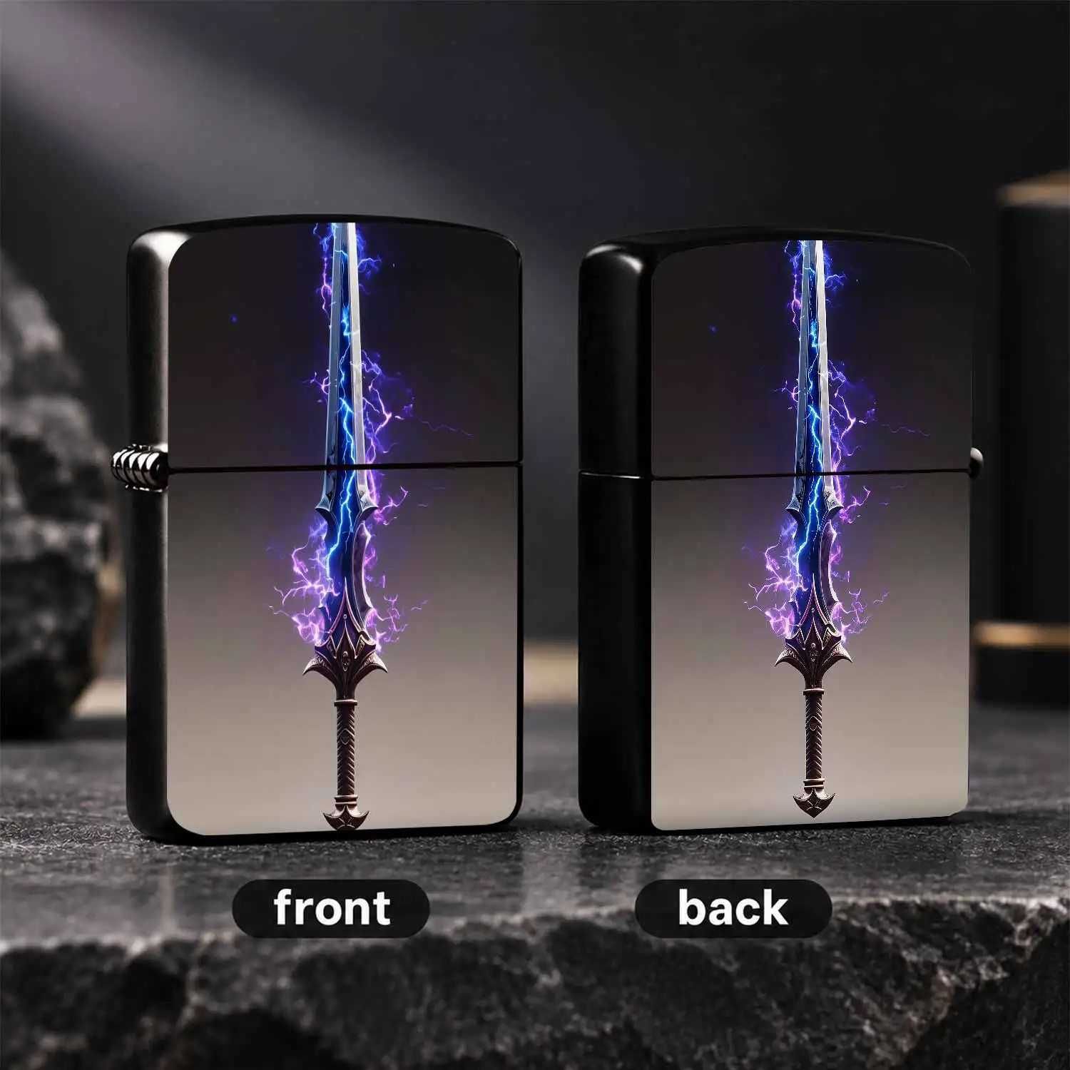 Cool Thunder Lightning Sword Themed Portable Lighter, Exquisite Engraved Fantasy Sword Pattern Decor, Versatile Daily Use Accessory For Outdoor Camping Gatherings, Creative Unique Holiday Birthday Gift For Game Lovers A A Humorous And Inter