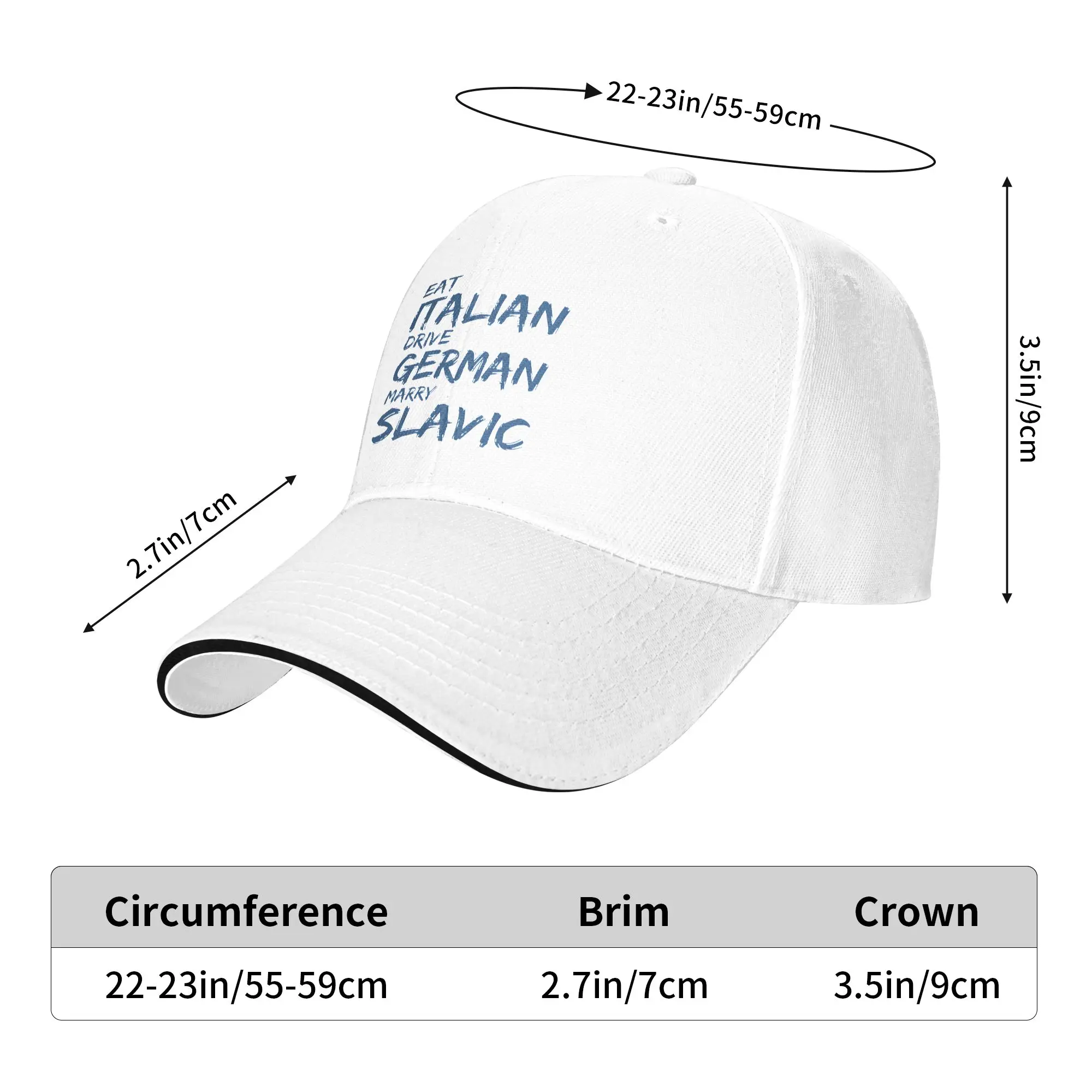 Eat Italian Drive German Marry Slavic Funny Quote Casual Baseball Cap Summer  Trucker Hat High Quality Fashion Baseball Caps