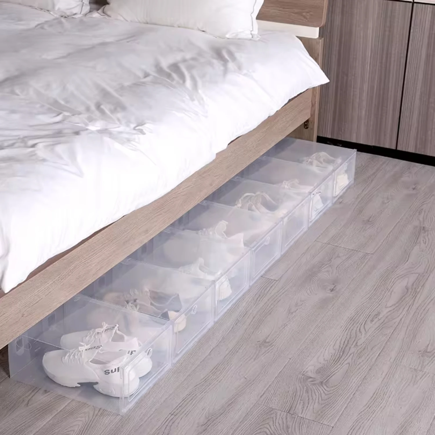 Nuova custodia per scarpe in plastica da 6 pz/set pieghe custodia per cassetti trasparente addensata scatole per scarpe in plastica scatola impilabile scatola per scarpe Organizer per scarpe