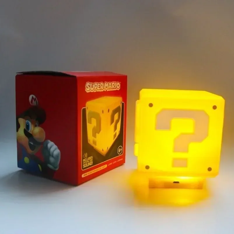 Luz LED nocturna de Super Mario Bros, lámpara de ladrillo, estatua de estrella, lámpara de mesa de carga USB, juguetes, regalos