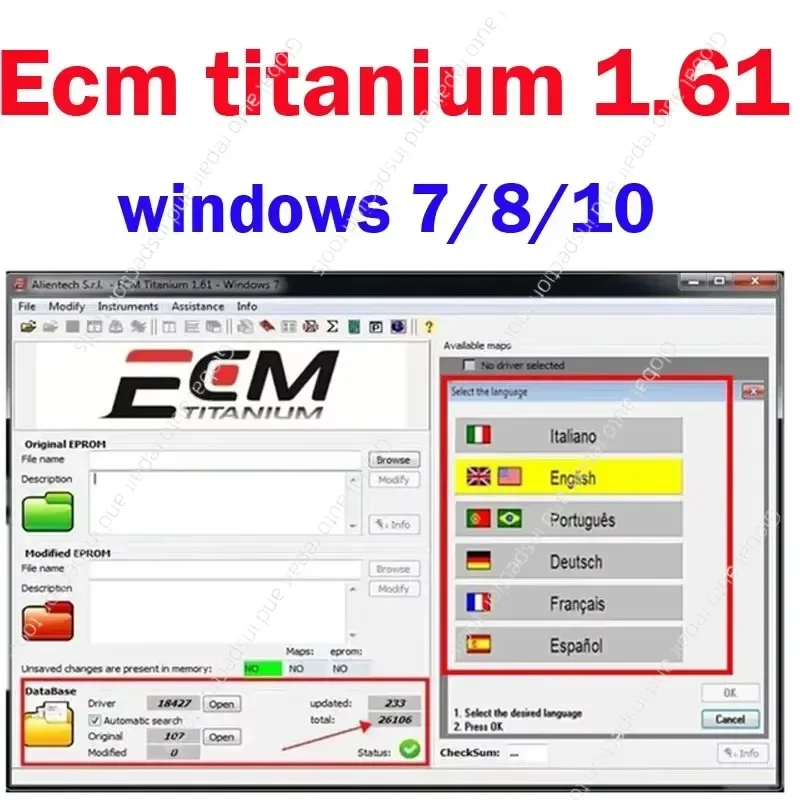 ECM TITANIUM 1.61 With 26000 + Driver ECM 18259+ Drivers for ecu tool Send download link+installation video windows 10