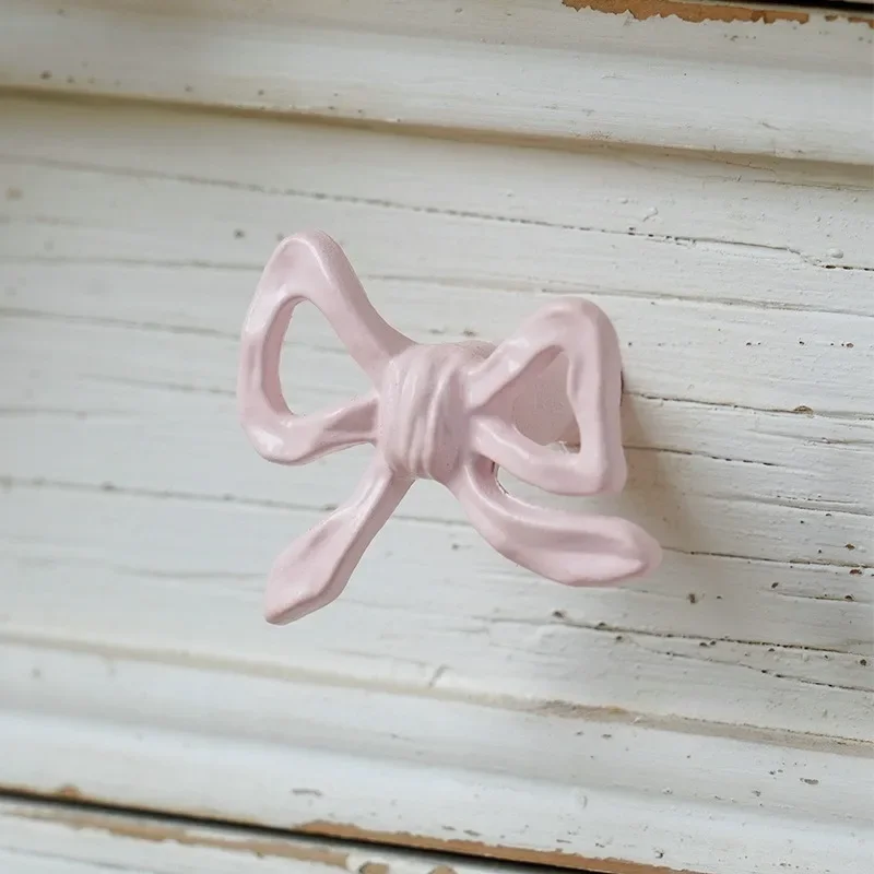 2pcs Pink Bow Metal Drawer Handle Cute Decor Cupboard Wardrobe Closet Pulls Furniture Handle DIY Room