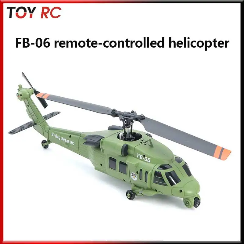 

Fb-06 Rc Helicopter 6ch Single Rotor Black Military Rc Toy Optical Flow Positioning Altitude Hold Remote Control Aircraft