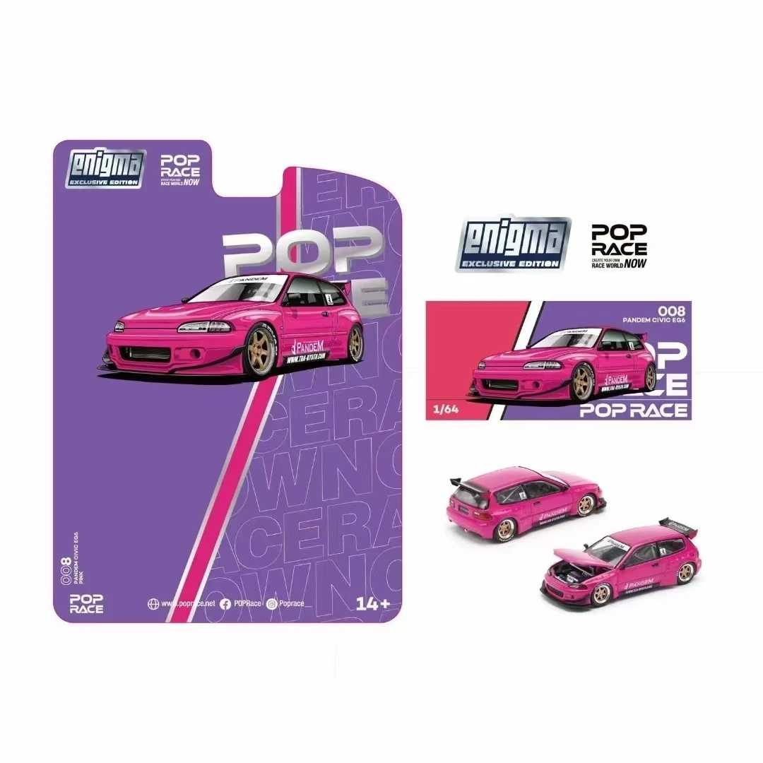 PreSale POP RACE 1:64 Pandem CIVIC EG6 MK5 Pink Blister Card Diecast Diorama Car Model Toy