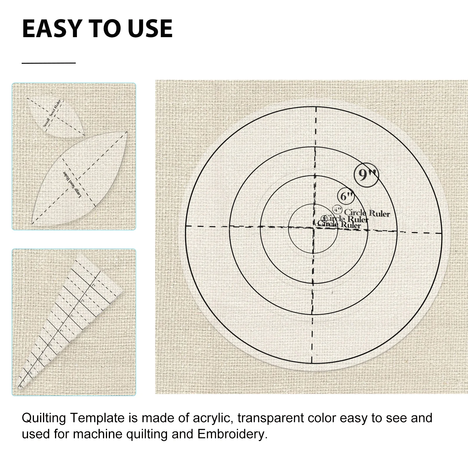 

1Set DIY Sewing Templates Quilting Craft Transparent Color Easy See Machine Quilting Quilt Ruler Transparent Sewing Templates