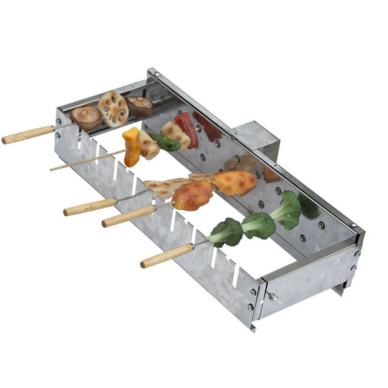 GIEMZA 49cm griglia rotante automatica BBQ che lancia automaticamente lo scaffale griglia a carbone pieghevole universale in acciaio inossidabile