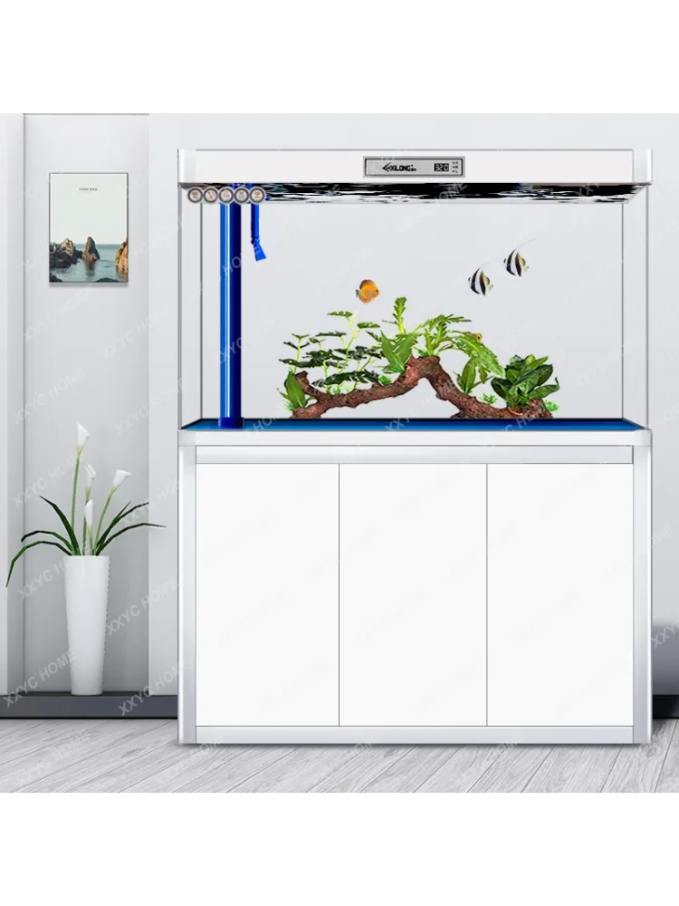 Small and Medium-Sized Fish Tank Aquarium Large Bottom Filter Living Room Home Super White Glass