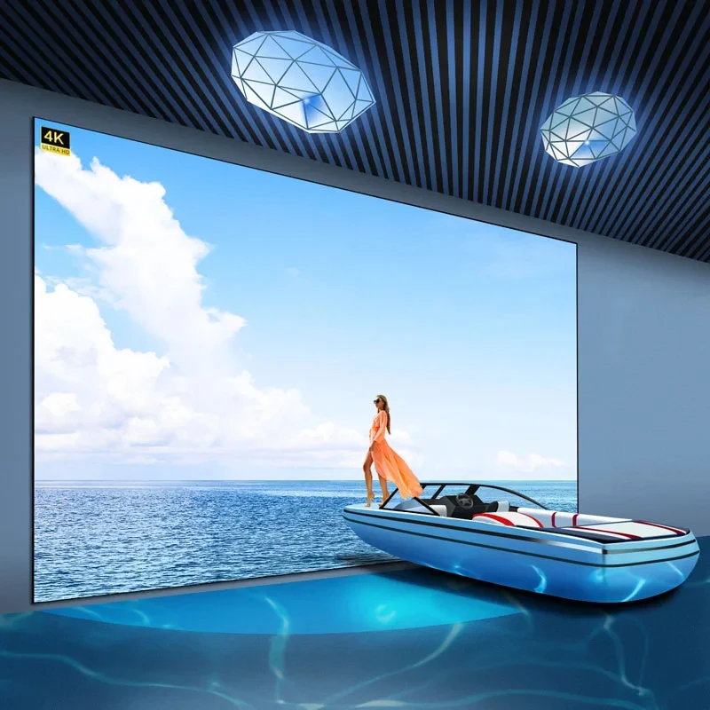 

Ambient Light Rejecting ALR Projection Screen Large Size 180 200" Grey Crystal Narrow Fixed Frame 3D 4K for Long Throw Projector