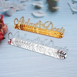 Personalized Acrylic Mirror Wedding Centrepieces Decor Custom Couple Names Cross Style Standing Tag Party Wedding Gifts