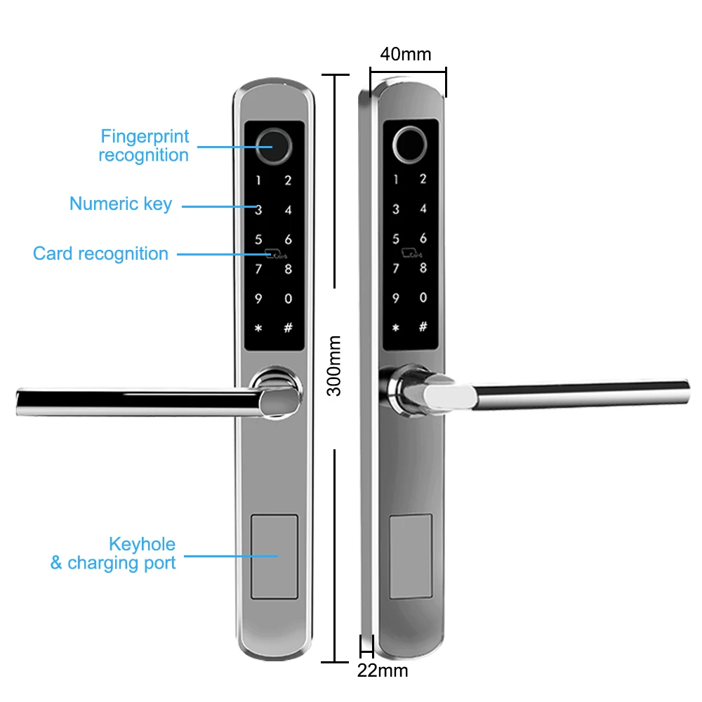 กุญแจล็อคประตูอัจฉริยะแบบดิจิตอล อลูมิเนียมอัลลอยด์ สำหรับภายนอกอาคาร กันน้ำ รองรับลายนิ้วมือคู่