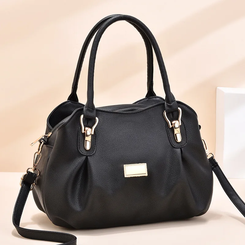 

Мягкая кожаная сумка через плечо для женщин среднего возраста, сумка-тоут с одним ремнем, повседневная сумка для мамы, модная женская сумочка