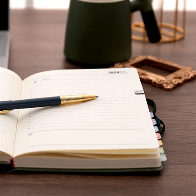 2024 مخطط محمول 365 يومًا غطاء جدول يومي أسبوعي دفتر تقويم مدمج جدول أعمال مكتب المدرسة أزرق متين #2