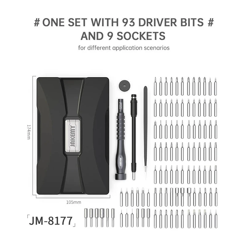 JAKEMY JM-8177 106 In 1 High Precision Screwdriver Set for Cellphone Digital Products Repair Aluminum Alloy Handle Screw Driver