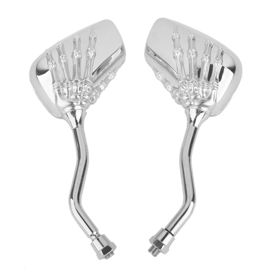 Punk Chrome Skeleton Hand Claw Motorcycle Rearview Side Mirrors 8/10mm image 4