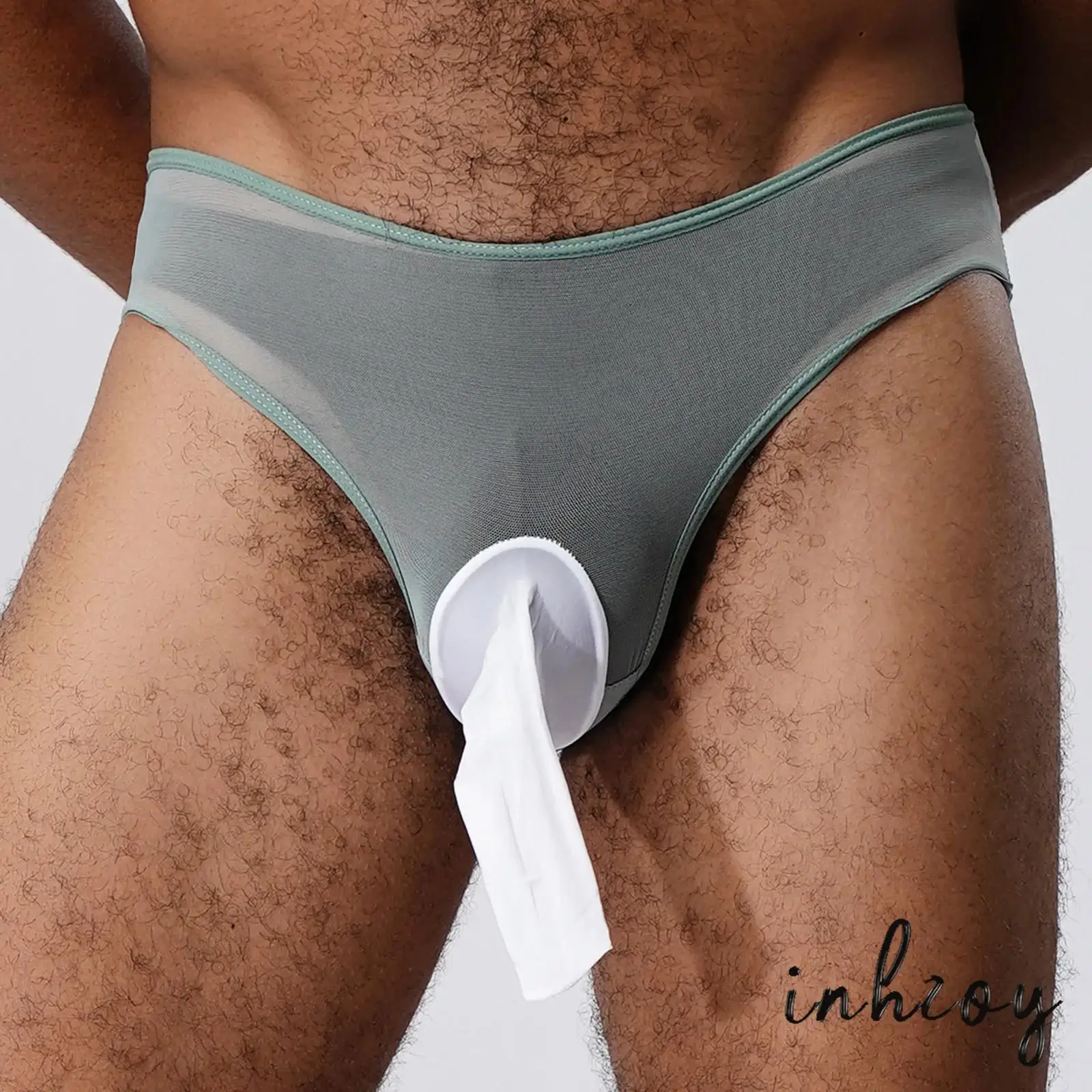 

Мужское прозрачное нижнее белье с низкой посадкой, открывающееся оболочку, украшенное бантом, сетчатые трусы, трусики-сисси, ночное белье