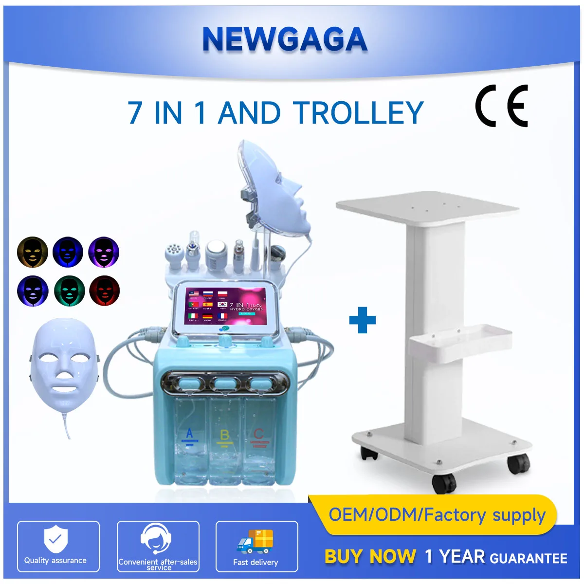 NEWGAGA 7 IN 1 Hydro Dermabrasion Massage Facial Deep Cleaning Removal Water Oxygen Spray Skincare Bubble Lifting Beauty Machine