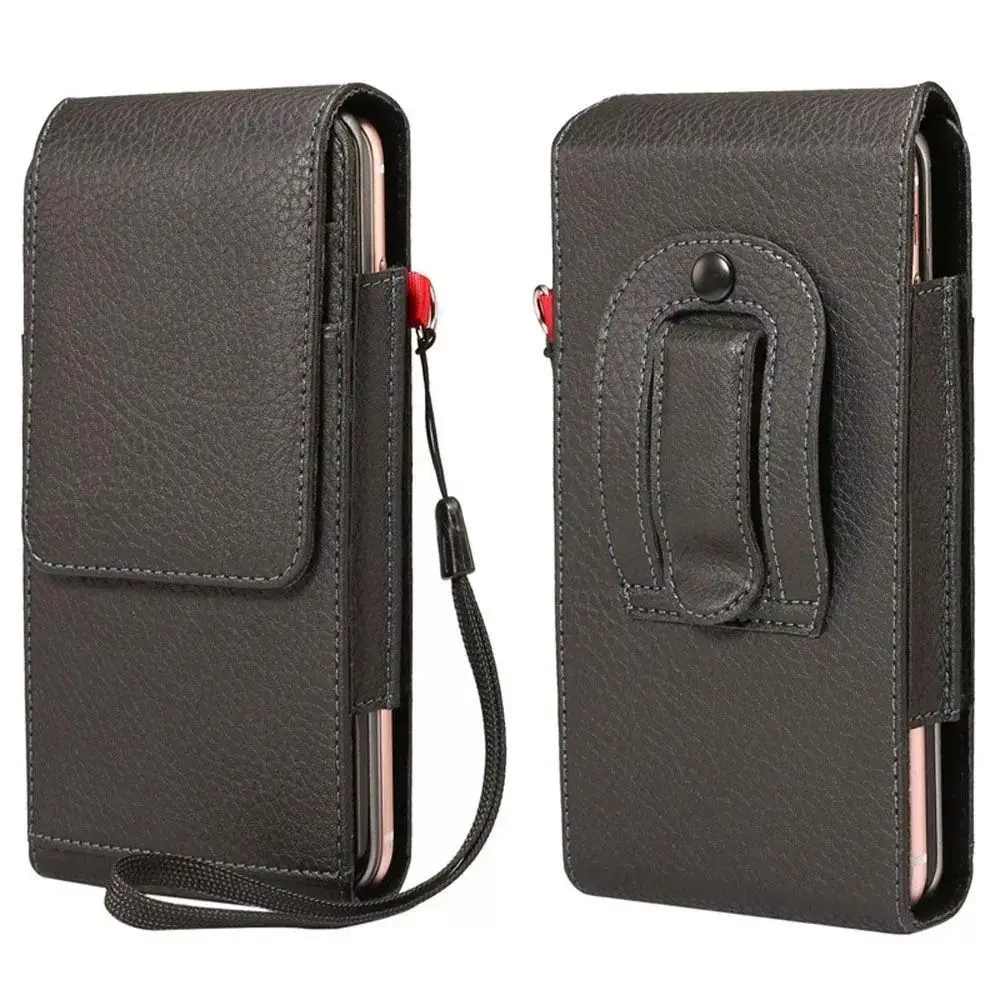 Fashion Leather Mobile Phone Pocket Wear Belt Double Layer Waist Bag Universal Protective Case Phone Pouch