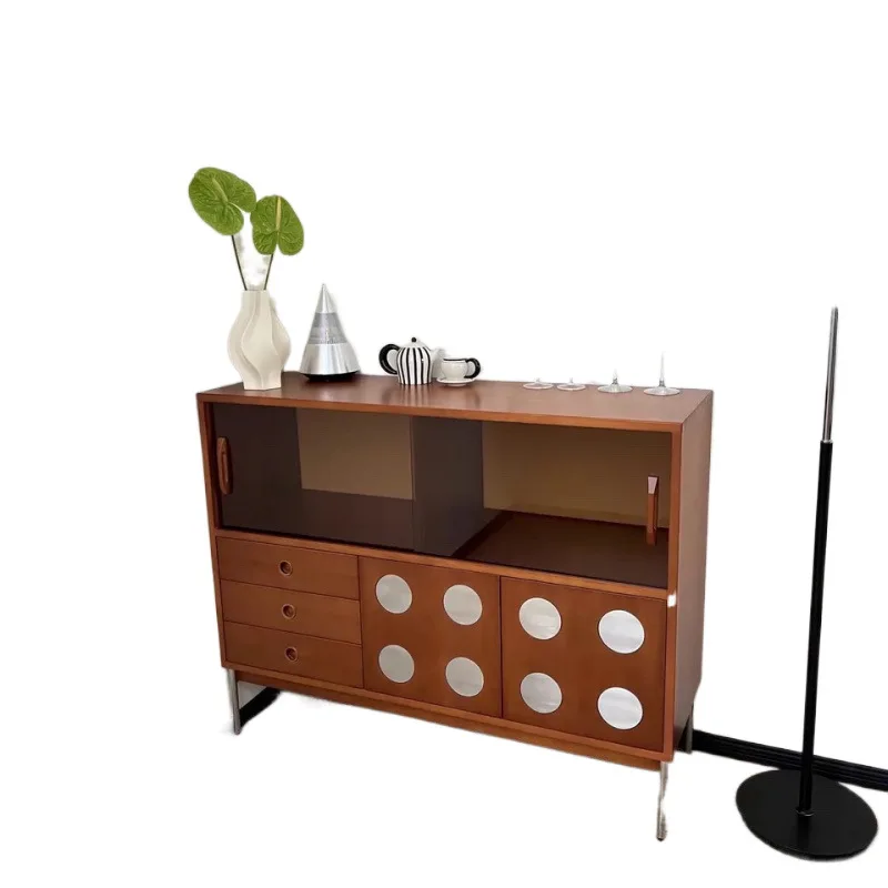 خزانة جانبية لتناول الطعام من الخشب الصلب بتصميم عتيق على الإنترنت، خزانة شاي من القرون الوسطى، شقة صغيرة، تخزين قديم #1