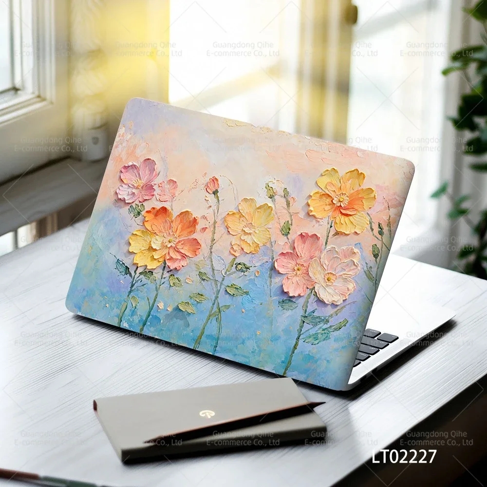 2 stuks verwijderbare bloemstickers voor laptop PVC esthetische stickers zelfklevende peel off geen residu tablethuid macbook skin