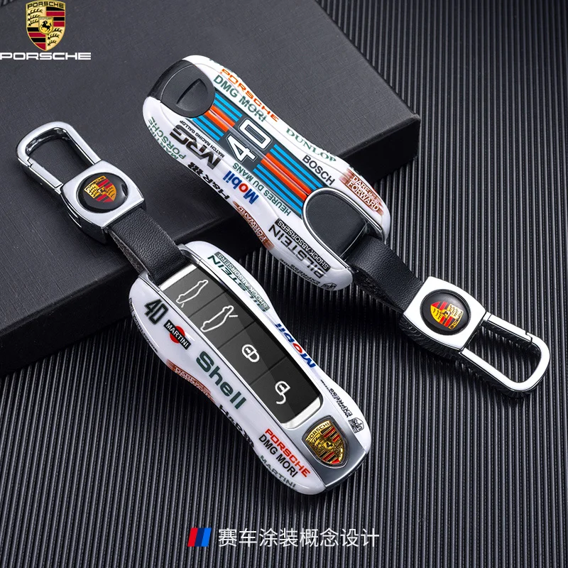 

Car Key Cover Case Shell Holder For Porsche Panamera Cayenne 971 911 9YA Macan Boxster Cayman 718 Taycan Keychain Accessories