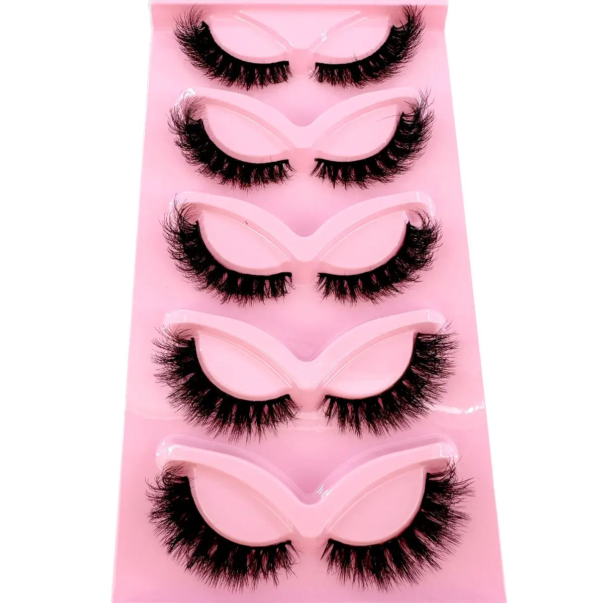 DD Curl 3D Mink Lashes Faux Mink Fluffy Lash 5 Pairs False Eyelashes Cat Eye Thick Mink Lashes Fluffy Short Natural FakeLashes