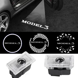 LED Atmosphere Lights Auto Door Welcome Shadow Projector Courtesy Ghost Logo Lamp for Tesla Model 3 Logo Emblem 2018 2019 2020