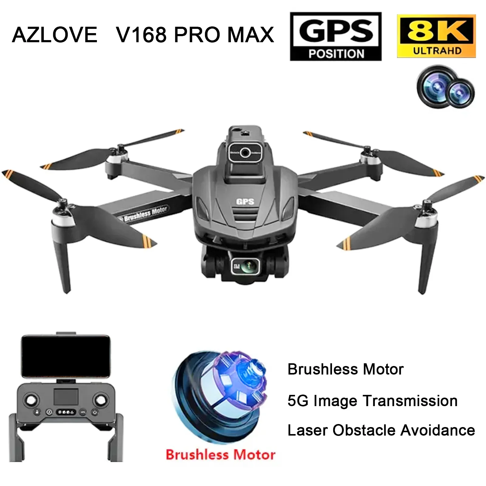V168 PRO MAX GPS Drone 8K Professional HD Camera Security UAV Laser Obstacle Avoidance Brushless Motor 5G WIFI FPV RC Quadcopter