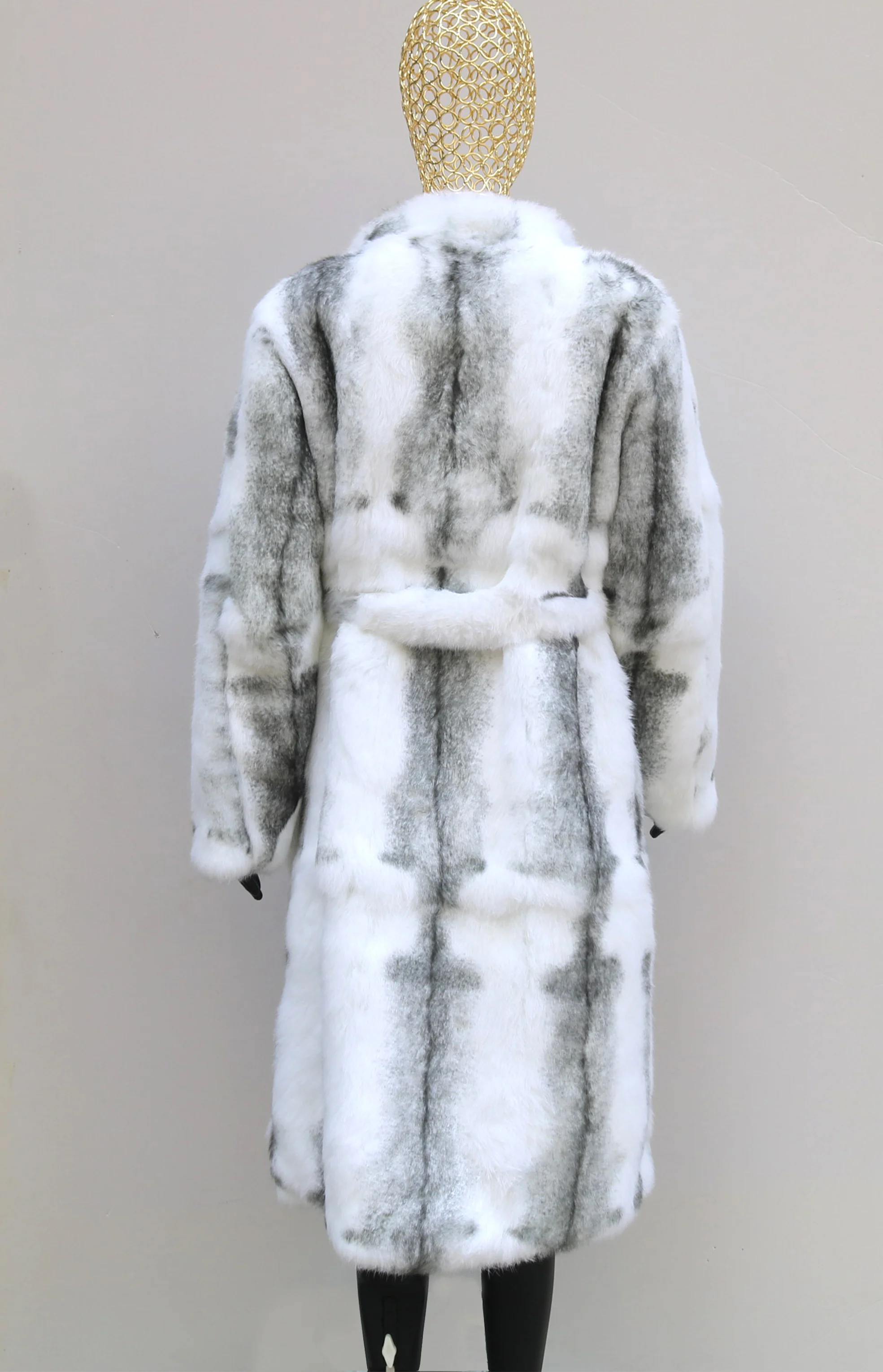 여성 진짜 토끼 모피 코트 긴 겨울 자켓 턴 다운 칼라 긴 소매 패션 따뜻한 streetwear 모피 오버 코트