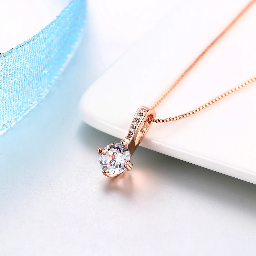 Top Quality Classic Simplicity Zircon Rose Gold Color Fashion Pendant Neclace N426 N427