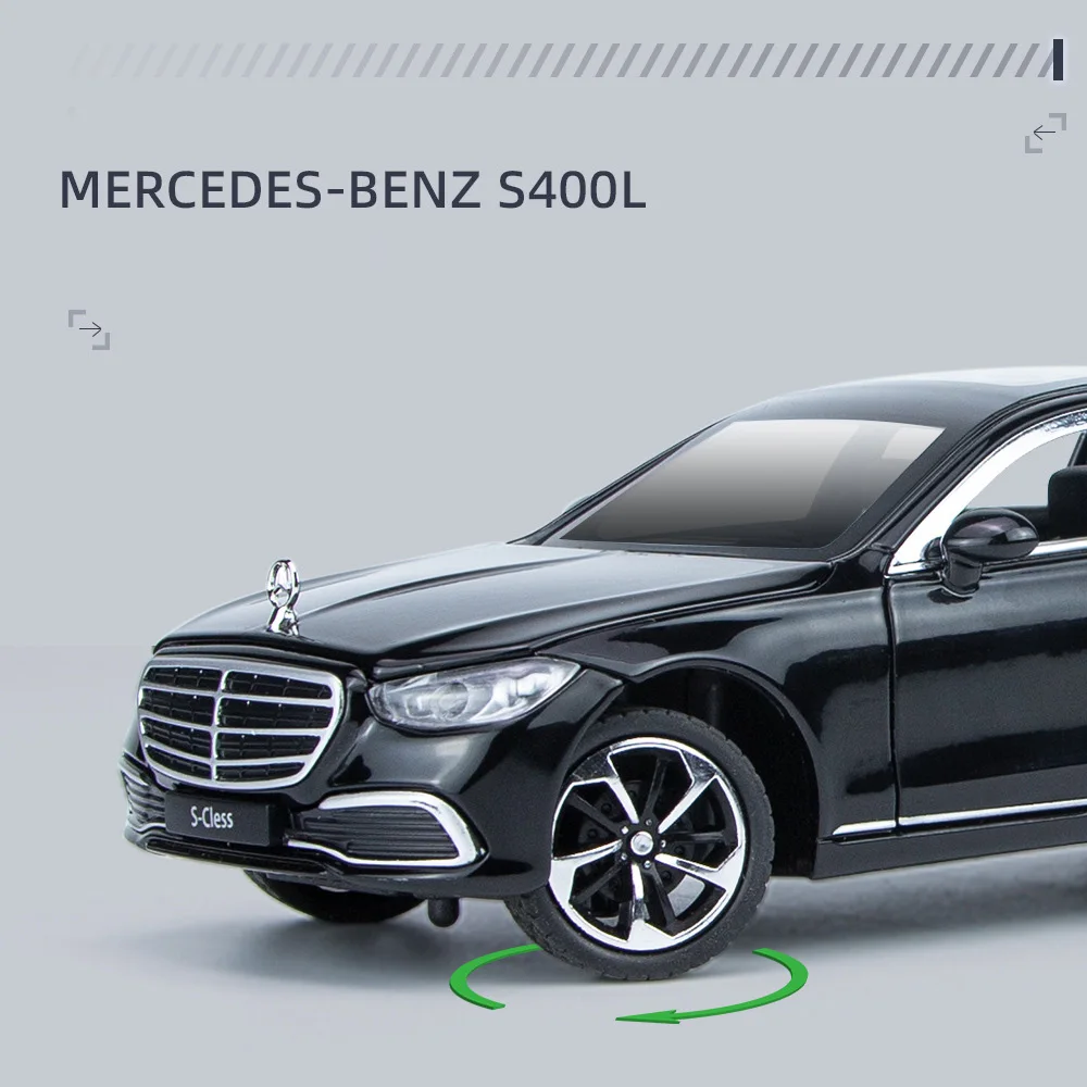 1:24 Benz S-Klasse S400l Fahrzeug Metall Modell Druckguss Auto mit Licht und Ton zurückziehen Spielzeug Sammlung für Jungen Geschenk