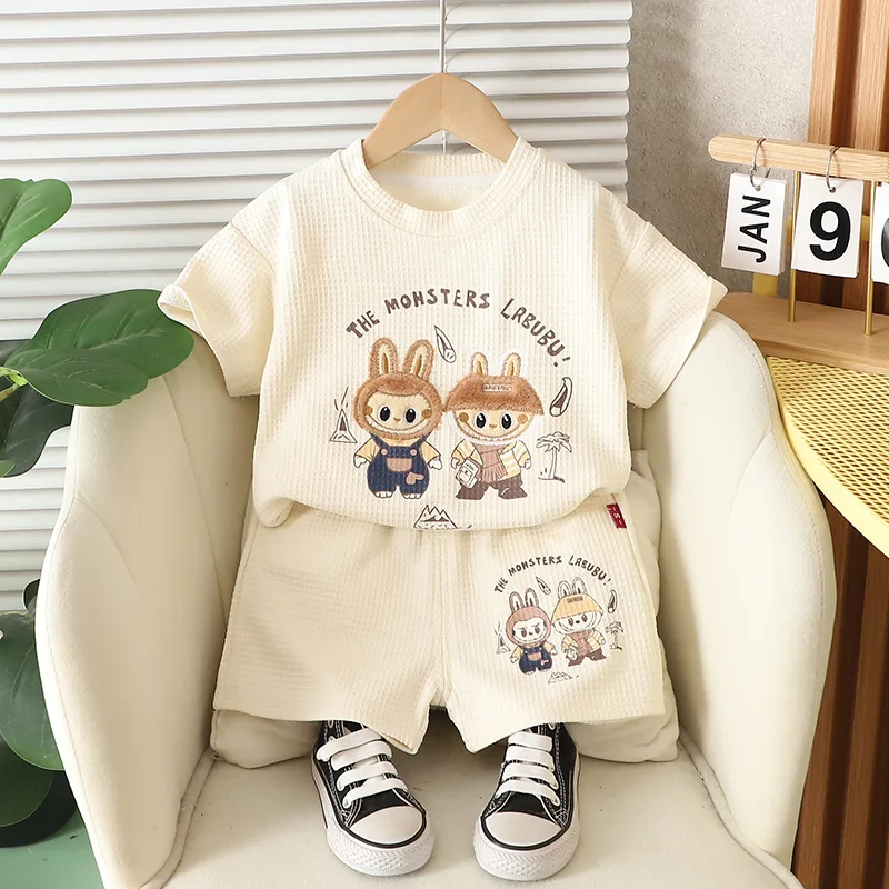 ملابس أطفال صيفية بأكمام قصيرة للأولاد مجموعة لطيفة على شكل الدب الكرتوني ملابس أطفال ملابس صيفية بعمر 1-5 سنوات