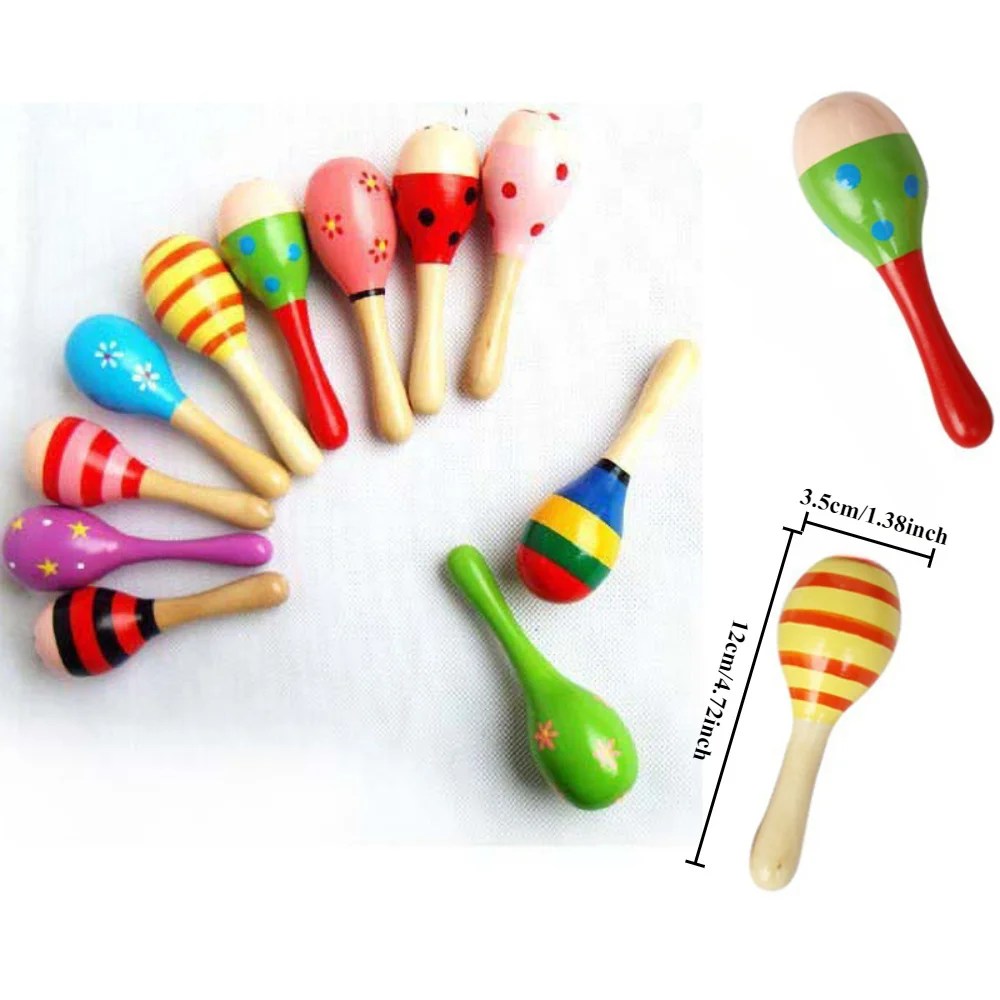 Martillo de arena para niños, instrumento de percusión de madera para enseñanza de música, agitador de ritmo de 12cm con pintura ecológica, 1 ud.