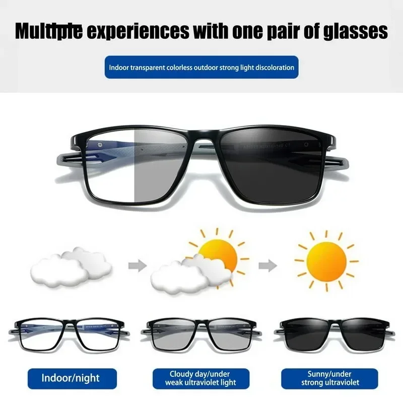 Photochromic Multifocal Reading Glasses TR90 Sport Progressive Near Far Sight Eyewear Men Women Hyperopia Eyeglasses +1.0 To+4.0