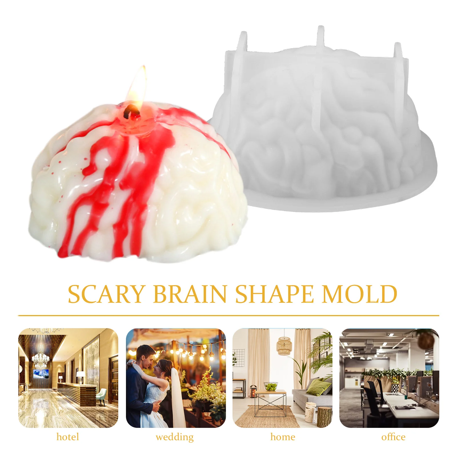 Molde de silicone em forma de cérebro humano, molde assustador de halloween para fazer perfumado, artesanato epóxi diy, ornamento de terror
