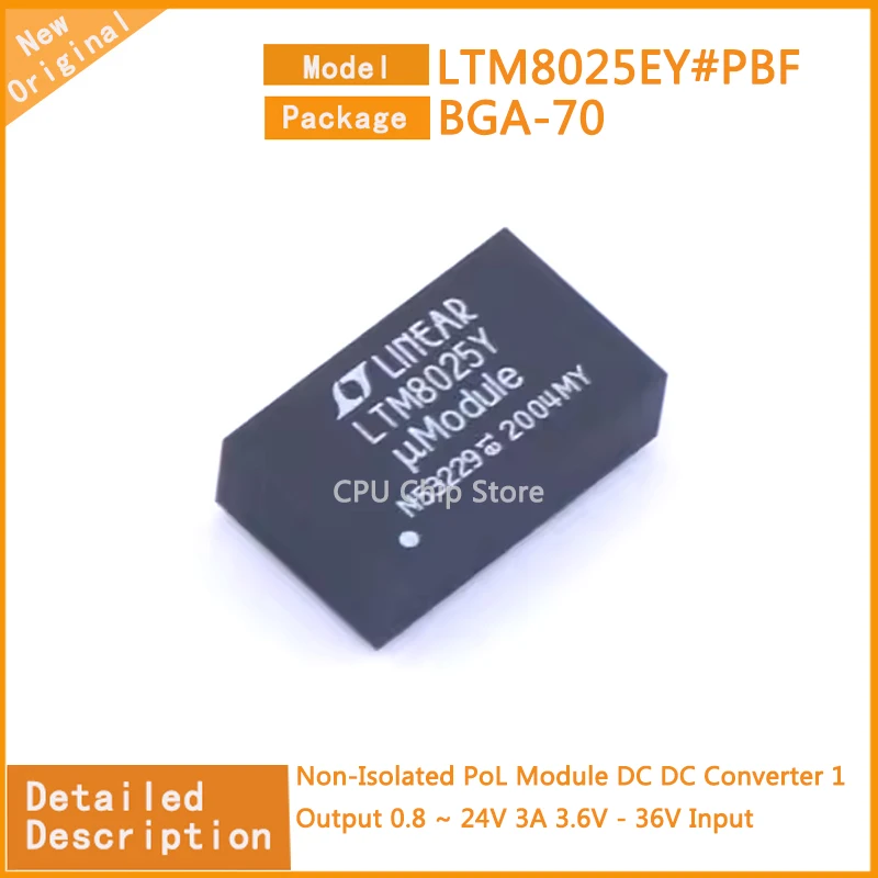 1~5PCS  New Original  LTM8025EY#PBF  LTM8025EY Non-Isolated PoL Module DC DC Converter 1 Output 0.8 ~ 24V 3A 3.6V - 36V Input