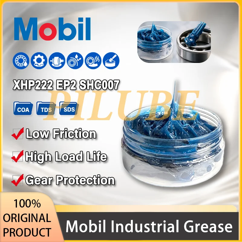 Mobil XHP222 EP2 SHC007 Industrial Grease Lubricant for Machinery Equipment Open Gear Maintenance 60g 100g 140ml Size Selection