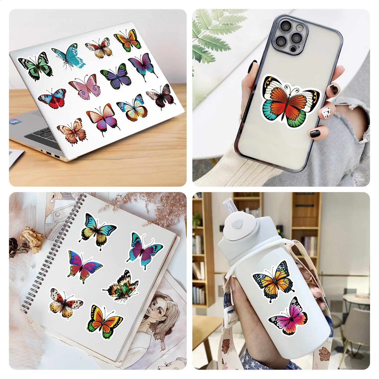 10/25/50pcs Cartoon Butterfly Graffiti Stickers for DIY Scrapbook Stationery Water Bottle Phone Laptop Guitar Decal